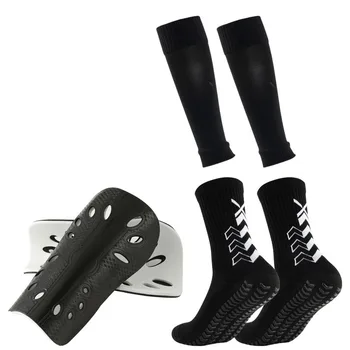 Набор от защитни устройства за футболни тренировки, дишащи спортни чорапи, противоударная възглавница за пищяла, ръкави за голенища, защитни съоръжения за футбол и за възрастни