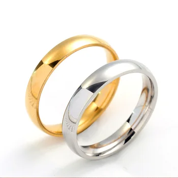 Висококачествено Прост пръстен на едро с дебелина 4 мм, модерен пръстен на пръста цвят розово злато, мъжки и женски изключителни бижута за двойки, годежен пръстен